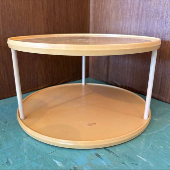 Other - Vintage gold yellow Turntable Lazy Susan 1970's 2 Tiered Rubbermaid